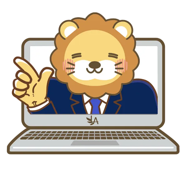 パソコンから顔を出してる学長イラスト